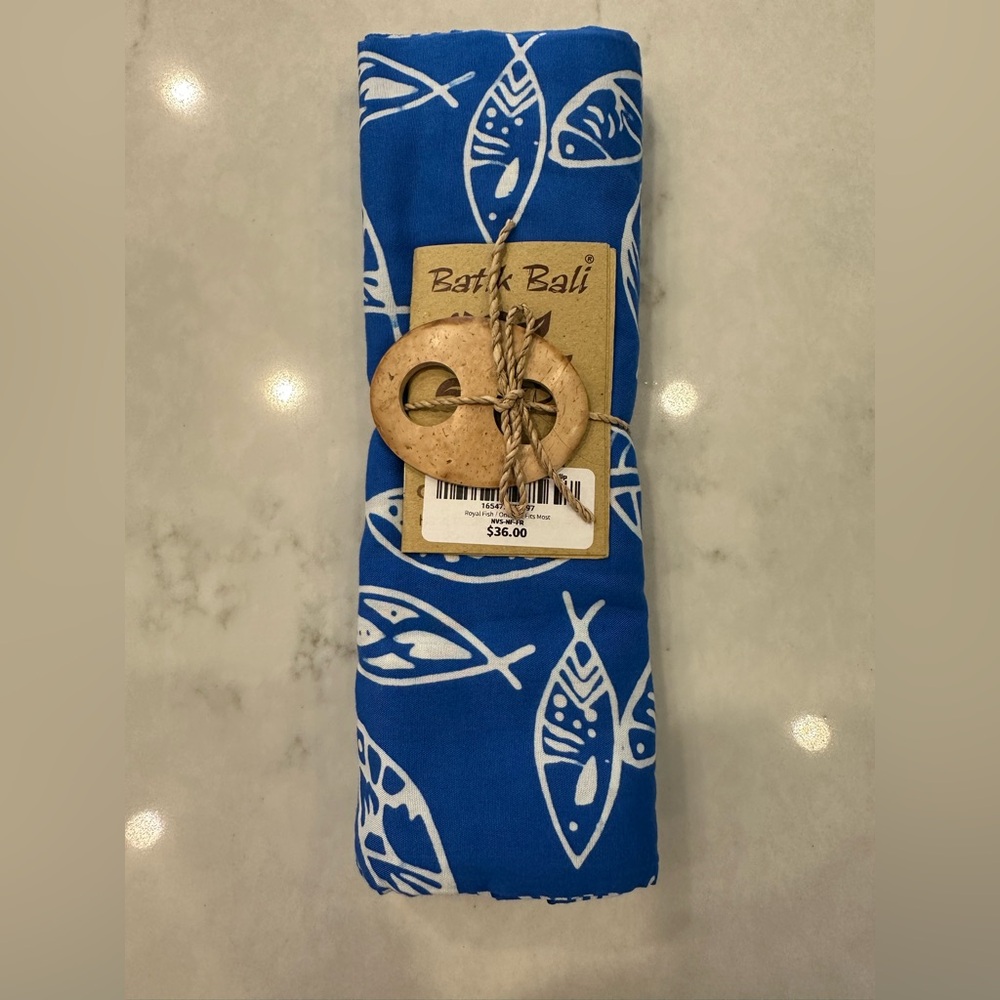 Blue Women Swim Sarong with fish - NWT!